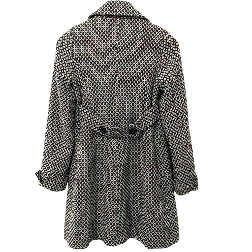 Urban Behavior Wool Blend Coat Geometric Pattern Button Front XS 60s Mod - Picture 2 of 10